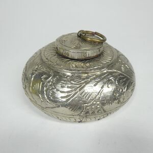 Silver Repousse Pot w/Lid Wooden Vintage Opium India Trinket Box